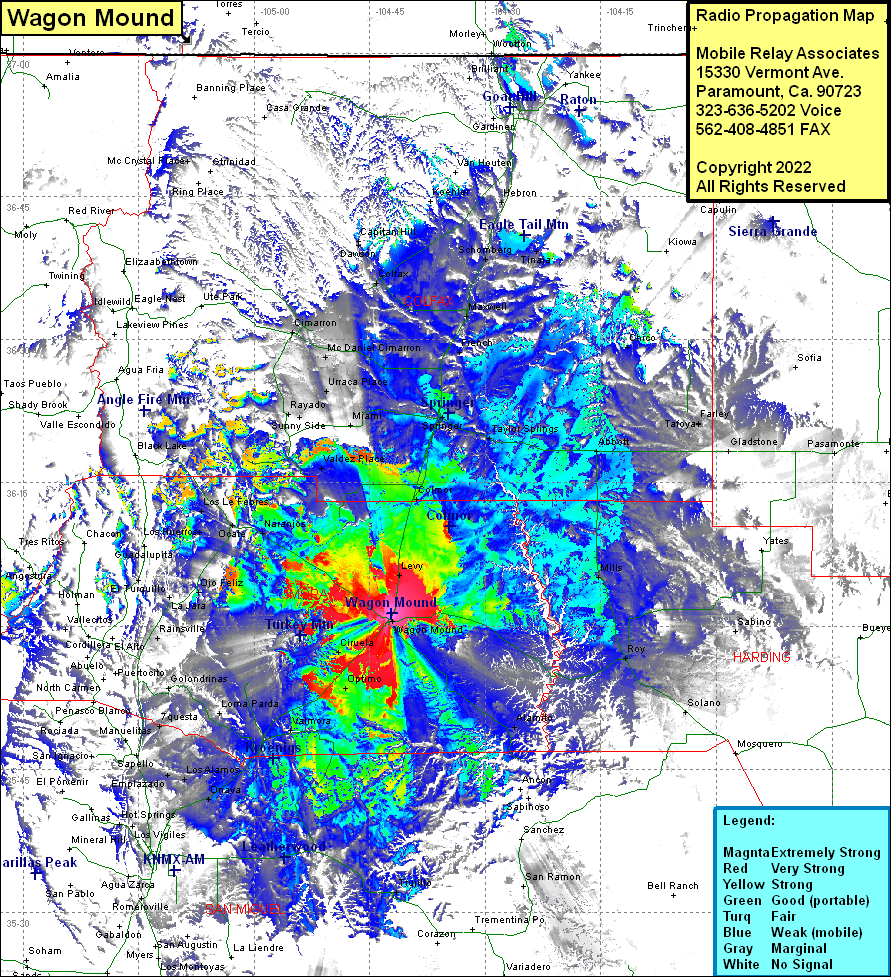 heat map radio coverage Wagon Mound